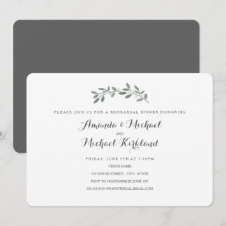Invitation Dîner de répétition Mariage Eucalyptus élégant