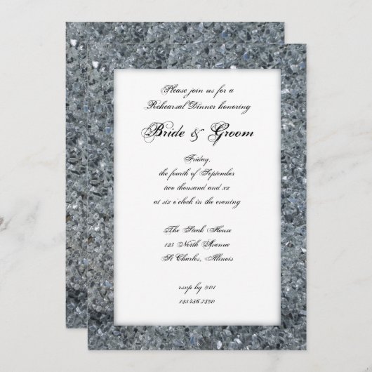 Invitation Dîner de répétition Mariage Faux Sparkle Invitatio (Devant / Derrière)