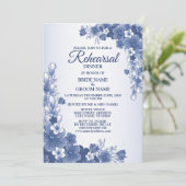 Invitation Dîner de répétition Mariage Floral Blue Rustic (Debout devant)