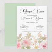 Invitation Dîner de répétition Mariage floral élégant (Devant / Derrière)