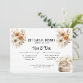 Invitation Dîner de répétition Mariage floral en terre cuite (Debout devant)