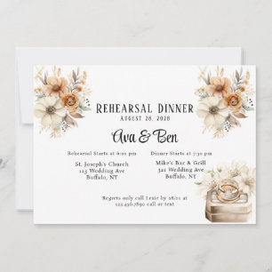 Invitation Dîner de répétition Mariage floral en terre cuite
