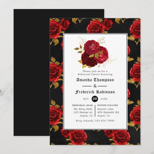 Invitation Dîner de répétition Mariage Floral Gothique (Devant / Derrière)