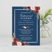 Invitation Dîner de répétition Mariage Floral Gris Burgundy (Debout devant)
