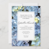 Invitation Dîner de répétition Mariage Floral Hydrangea bleu (Devant)