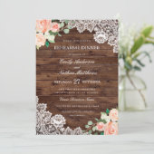 Invitation Dîner de répétition Mariage Floral Rustic Wood (Debout devant)