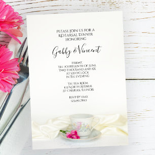 Invitation Dîner de répétition Mariage Floral Tea Cup Roses r
