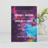 Invitation Dîner de répétition Mariage Galaxy coloré personna (Debout devant)