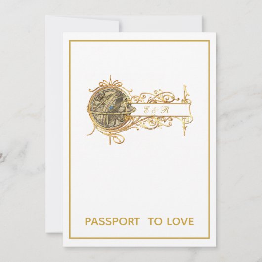 Invitation Dîner de répétition Mariage Gold Blanc (Dos)