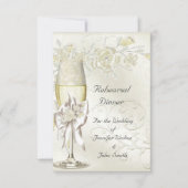 Invitation Dîner de répétition Mariage Gold Cream Pearl Flora (Devant)