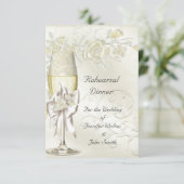 Invitation Dîner de répétition Mariage Gold Cream Pearl Flora (Debout devant)