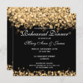 Invitation Dîner de répétition Mariage Gold Lights (Devant / Derrière)