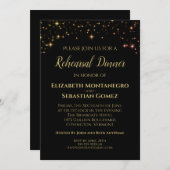 Invitation Dîner de répétition Mariage Gold Stars and Sparkle (Devant / Derrière)