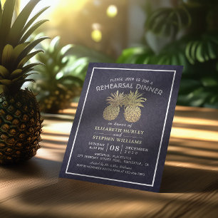 Invitation Dîner de répétition mariage Golden Pineappa Couple