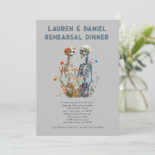 Invitation Dîner de répétition Mariage gothique Floral Skelet (Debout devant)