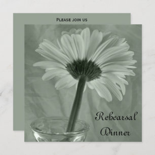Invitation Dîner de répétition Mariage Green Gerber Daisy