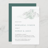 Invitation Dîner de répétition Mariage Green & White Mountain (Devant / Derrière)