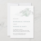 Invitation Dîner de répétition Mariage Green & White Mountain (Devant)
