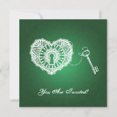 Invitation Dîner de répétition Mariage Grunge Hearts Green (Dos)