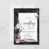 Invitation Dîner de répétition Mariage Halloween crâne floral (Devant)