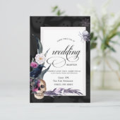 Invitation Dîner de répétition Mariage Halloween crâne floral (Debout devant)