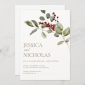 Invitation Dîner de répétition Mariage hivernal élégant (Devant / Derrière)