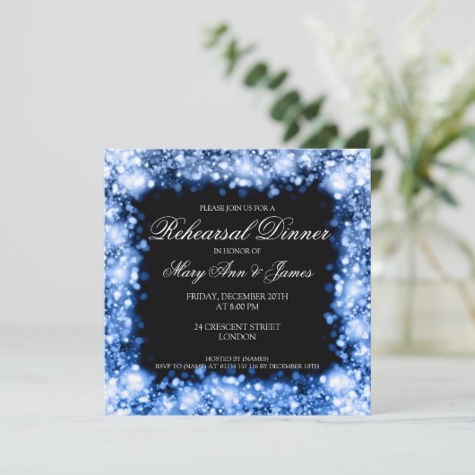 Invitation Dîner de répétition Mariage illuminant le Sapphire (Debout devant)
