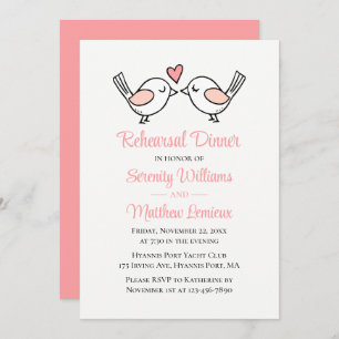 Invitation Dîner de répétition Mariage Inséparable Pink Loveb