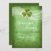Invitation Dîner de répétition mariage irlandais sur le trèfl (Devant / Derrière)