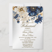 Invitation Dîner de répétition mariage Marine Bleu Blanc Flor (Devant)