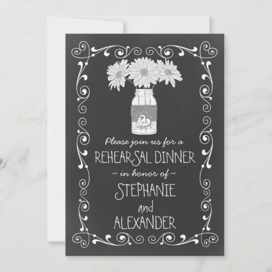 Invitation Dîner de répétition Mariage Mason Jar (Devant)