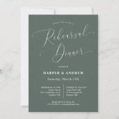 Invitation Dîner de répétition Mariage minimal vert (Devant)