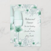 Invitation Dîner de répétition Mariage Mint Green Rose Blosso (Devant / Derrière)