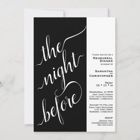 Invitation Dîner de répétition Mariage moderne à deux volets  (Devant)