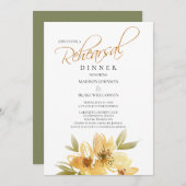Invitation Dîner de répétition Mariage moderne Airy Jaune (Devant / Derrière)