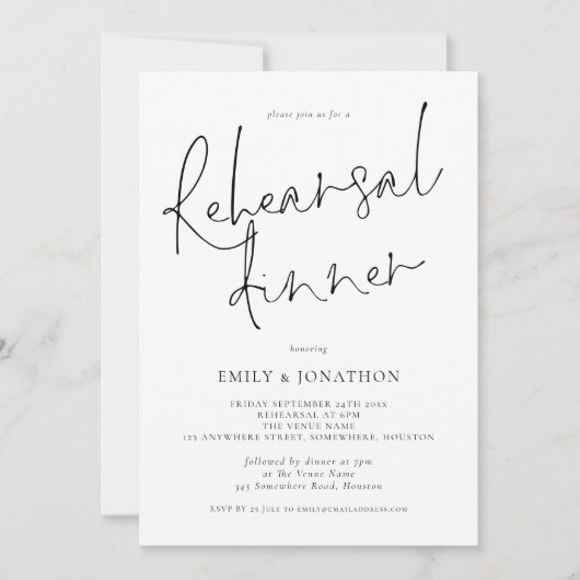 Invitation Dîner de répétition Mariage moderne avec photo (Devant)