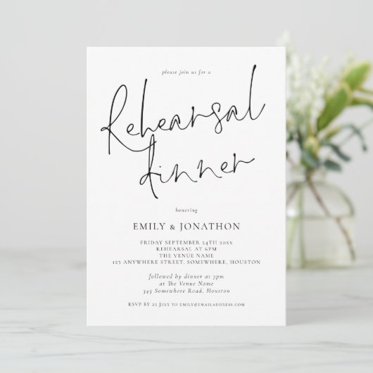Invitation Dîner de répétition Mariage moderne avec photo (Debout devant)