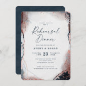 Invitation Dîner de répétition Mariage moderne Ethereal Navy (Devant / Derrière)