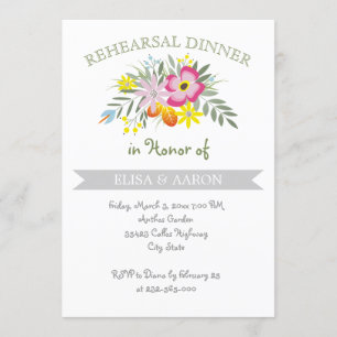 Invitation Dîner de répétition mariage moderne rose