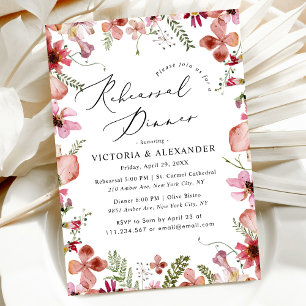 Invitation Dîner de répétition Mariage moderne rose de la rou