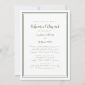 Invitation Dîner de répétition mariage Moderne Sage Vert Blan (Devant)