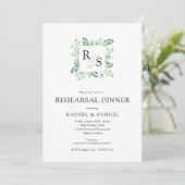 Invitation Dîner de répétition Mariage Monogram Greenery (Debout devant)