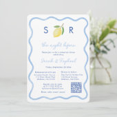 Invitation Dîner de répétition Mariage Monogram Lemon moderne (Debout devant)