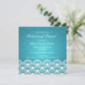Invitation Dîner de répétition mariage Motif à bascule bleu (Debout devant)