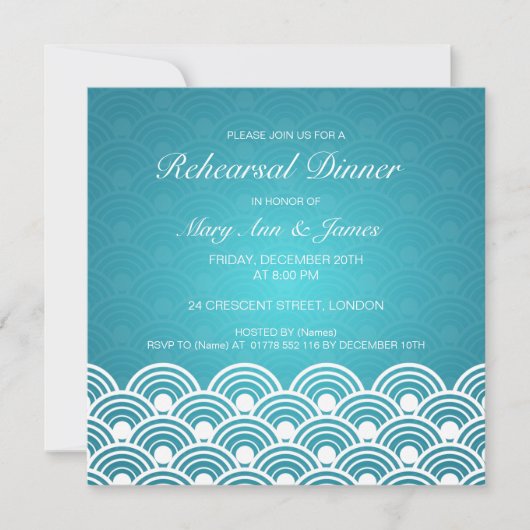 Invitation Dîner de répétition mariage Motif à bascule bleu (Devant)