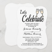 Invitation Dîner de répétition Mariage noir blanc Champagne (Devant / Derrière)