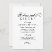 Invitation Dîner de répétition Mariage noir classique (Devant)