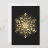 Invitation Dîner de répétition mariage noir de flocon d'or (Dos)