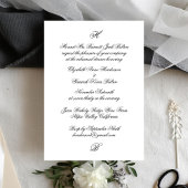 Invitation Dîner de répétition Mariage noir Monogramme classi
