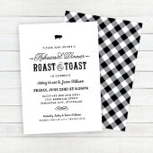 Invitation Dîner de répétition Mariage noir rôti et toast